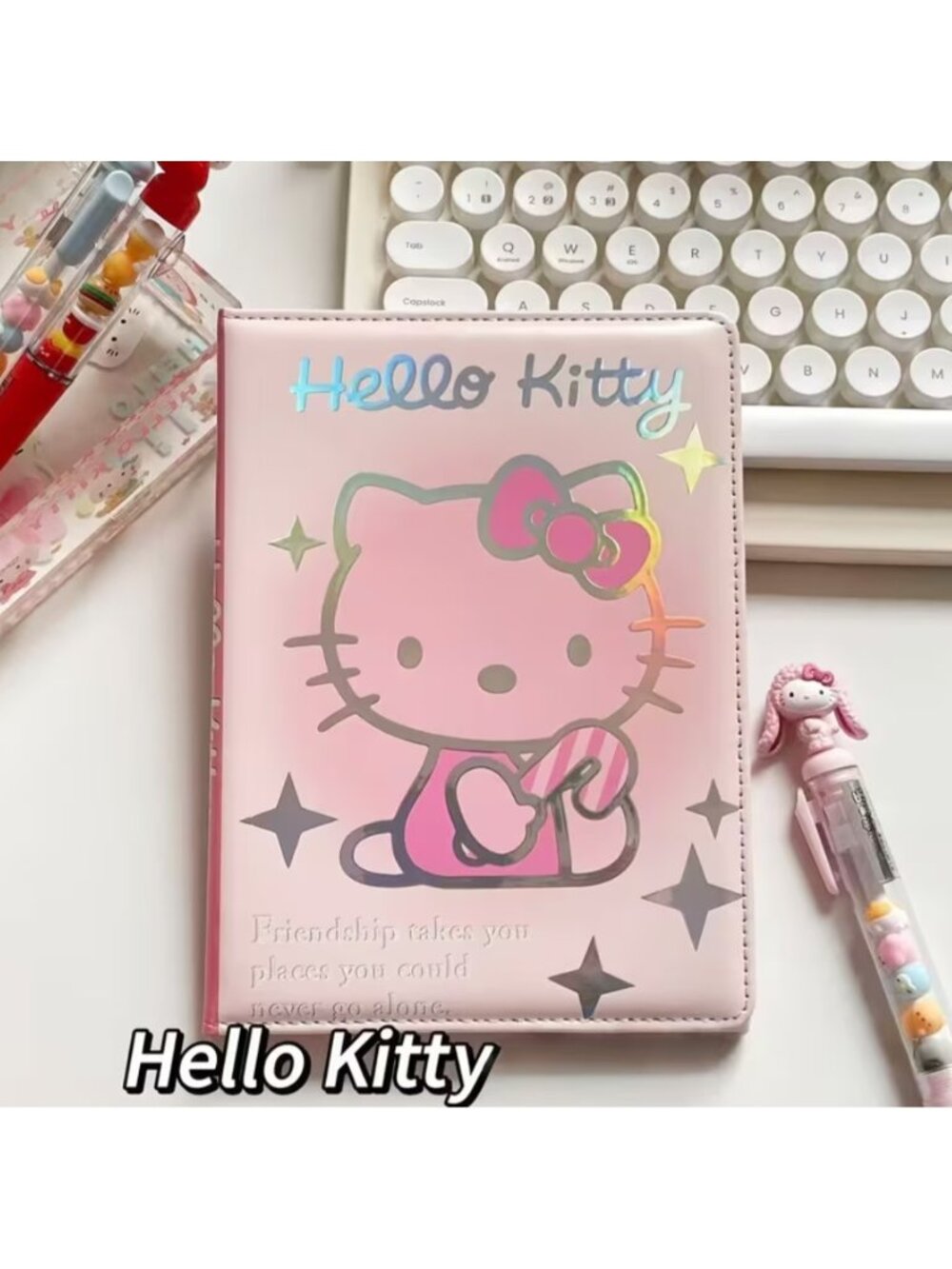 Hello Kitty A6 Holographic Notebook Diary Journal 80 Pages Kawaii Pink